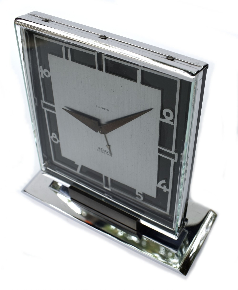 Art Deco Chrome Looping 8 Day Mantel Clock, 1930 View VII