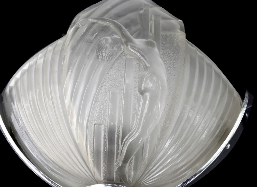 Art Deco Pair of Nude Female Wall Lights, c1930 View III