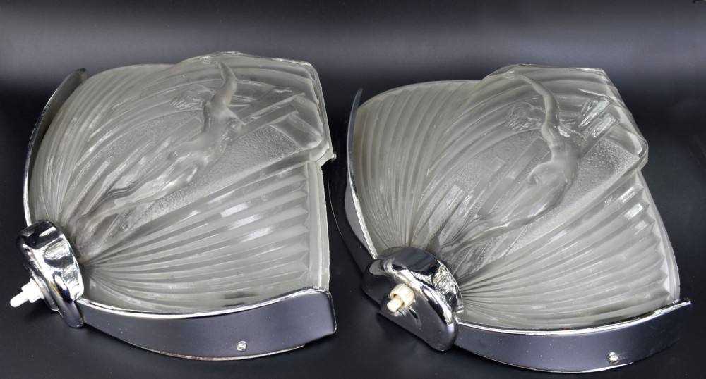 Art Deco Pair of Nude Female Wall Lights, c1930 View VI