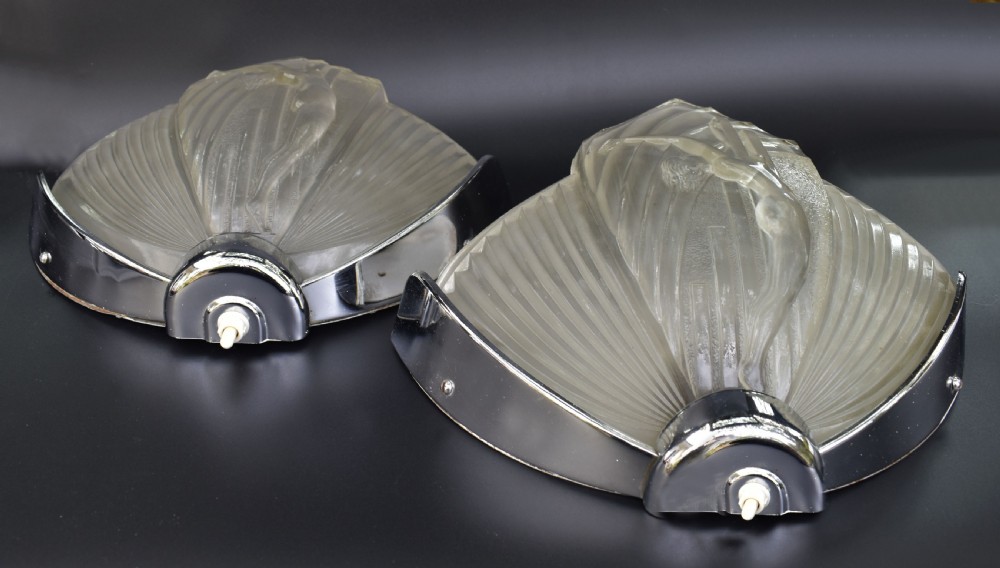 Art Deco Pair of Nude Female Wall Lights, c1930 View VII