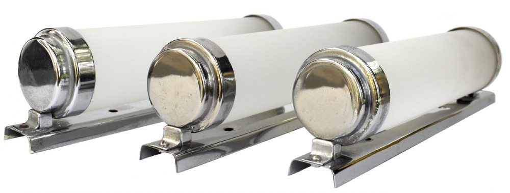 Art Deco 1930's Matching 3 Glass & Chrome Strip Lights, c1930 View VI