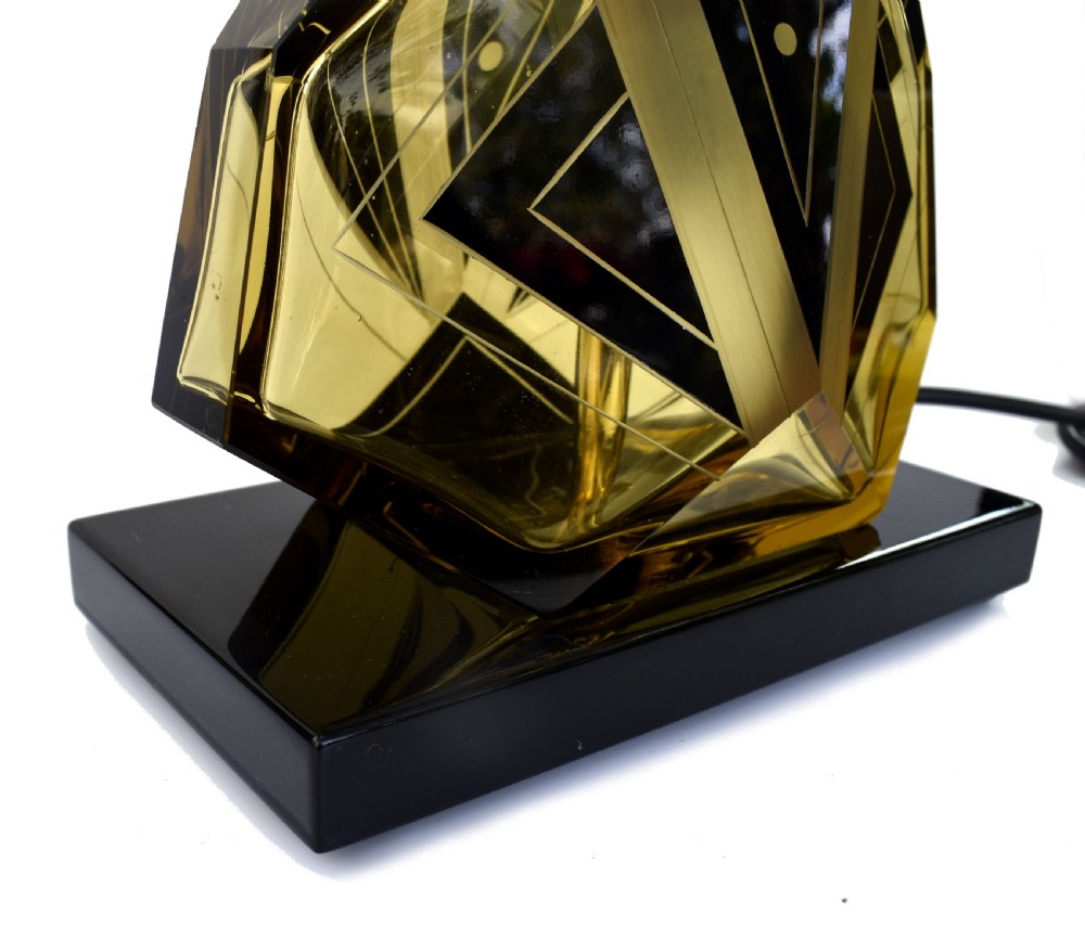 Art Deco Iconic Glass Table Lamp By Karl Palda, c1930 View V