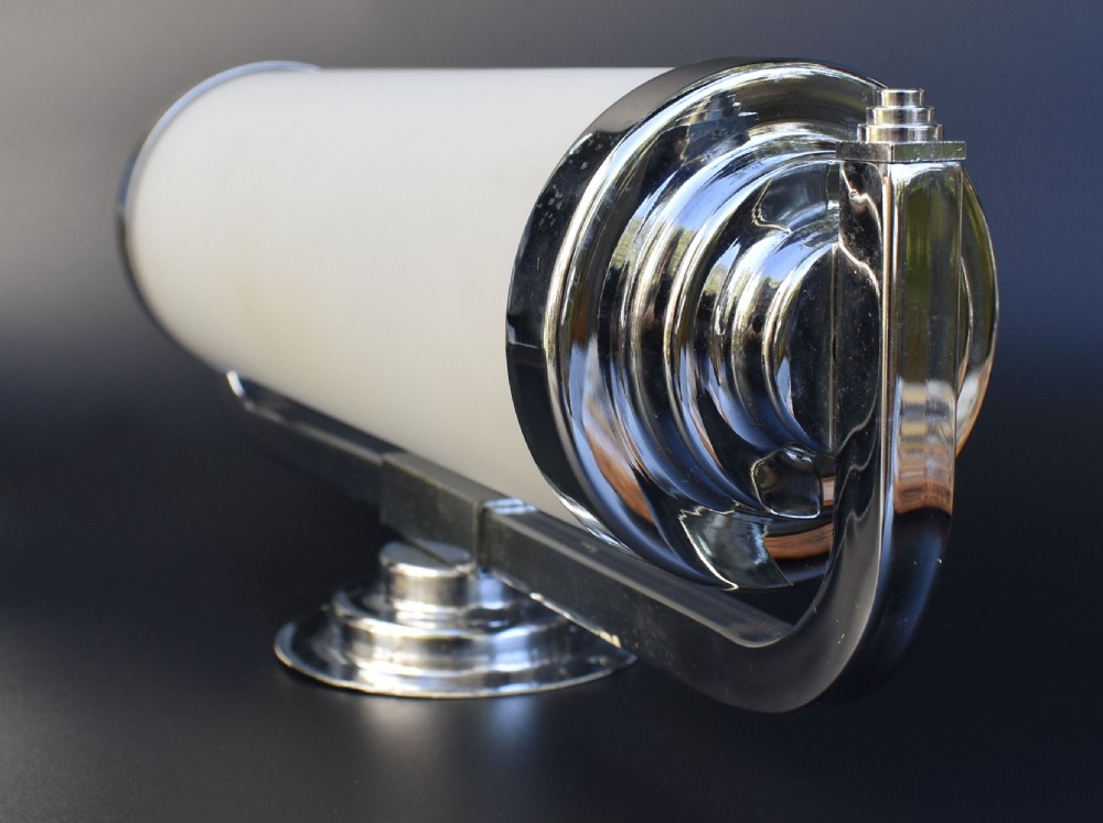 Art Deco Modernist Pair of Chrome & Glass Wall Lights, c1930 View III