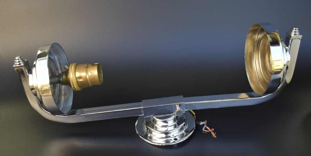 Art Deco Modernist Pair of Chrome & Glass Wall Lights, c1930 View IV