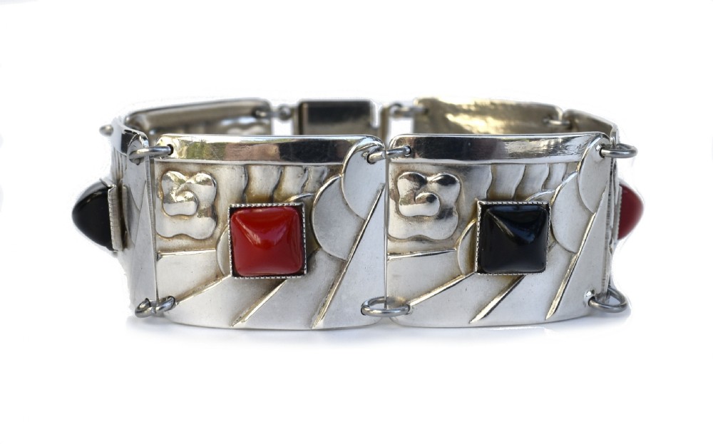 Art Deco Geometric Modernist Ladies Panel Bracelet
