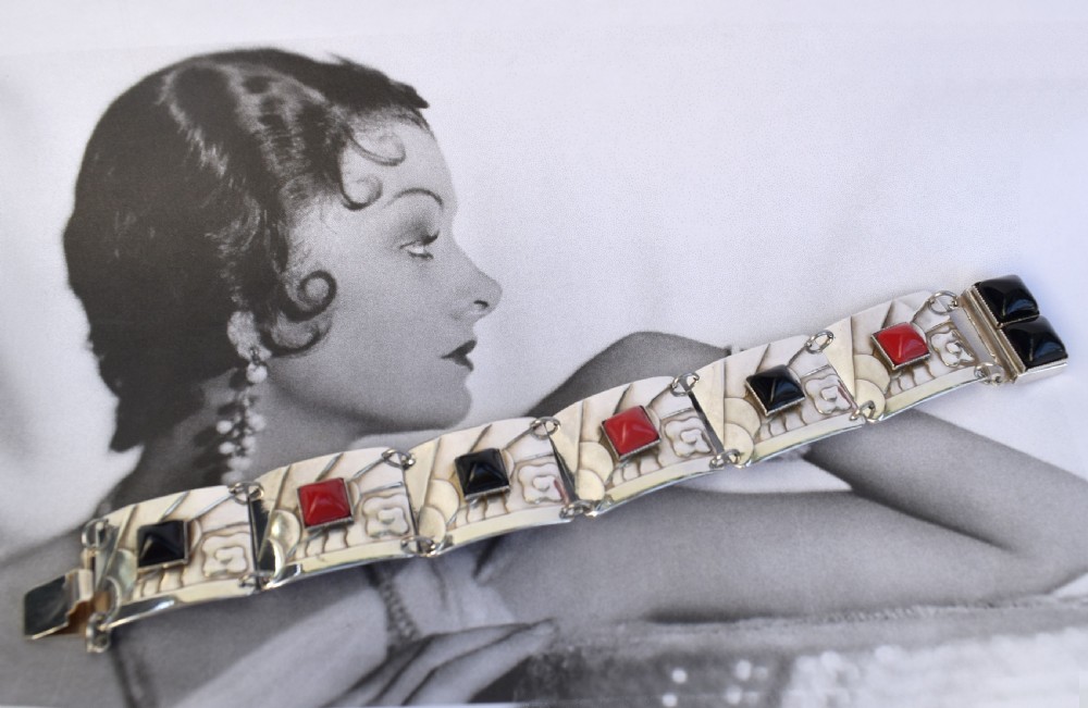 Art Deco Geometric Modernist Ladies Panel Bracelet View IV