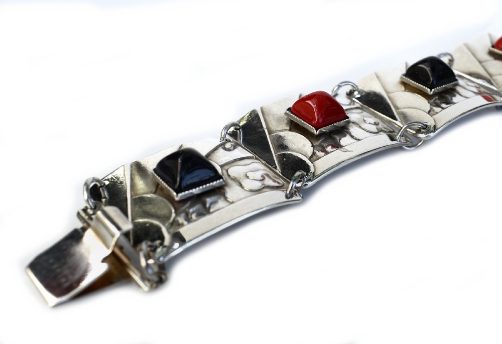 Art Deco Geometric Modernist Ladies Panel Bracelet View VI