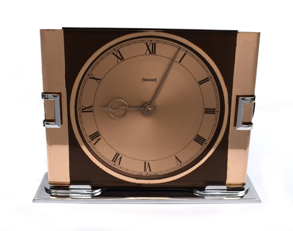 Art Deco Copper Mirror Electric Clock By Ferranti, c1930