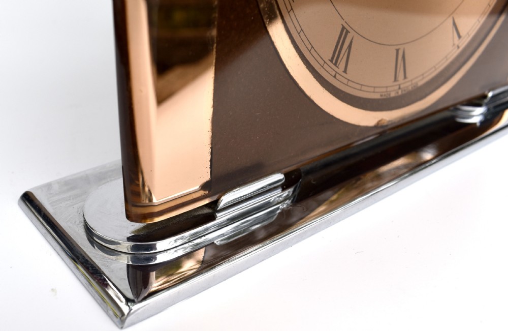 Art Deco Copper Mirror Electric Clock By Ferranti, c1930 View IV