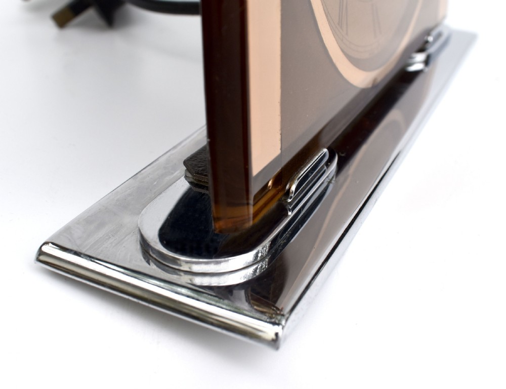 Art Deco Copper Mirror Electric Clock By Ferranti, c1930 View VI