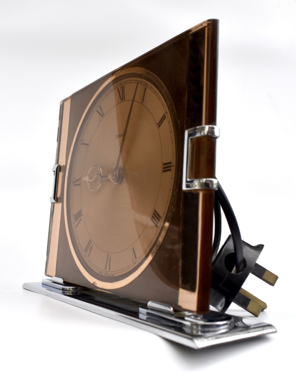 Art Deco Copper Mirror Electric Clock By Ferranti, c1930 View VIII