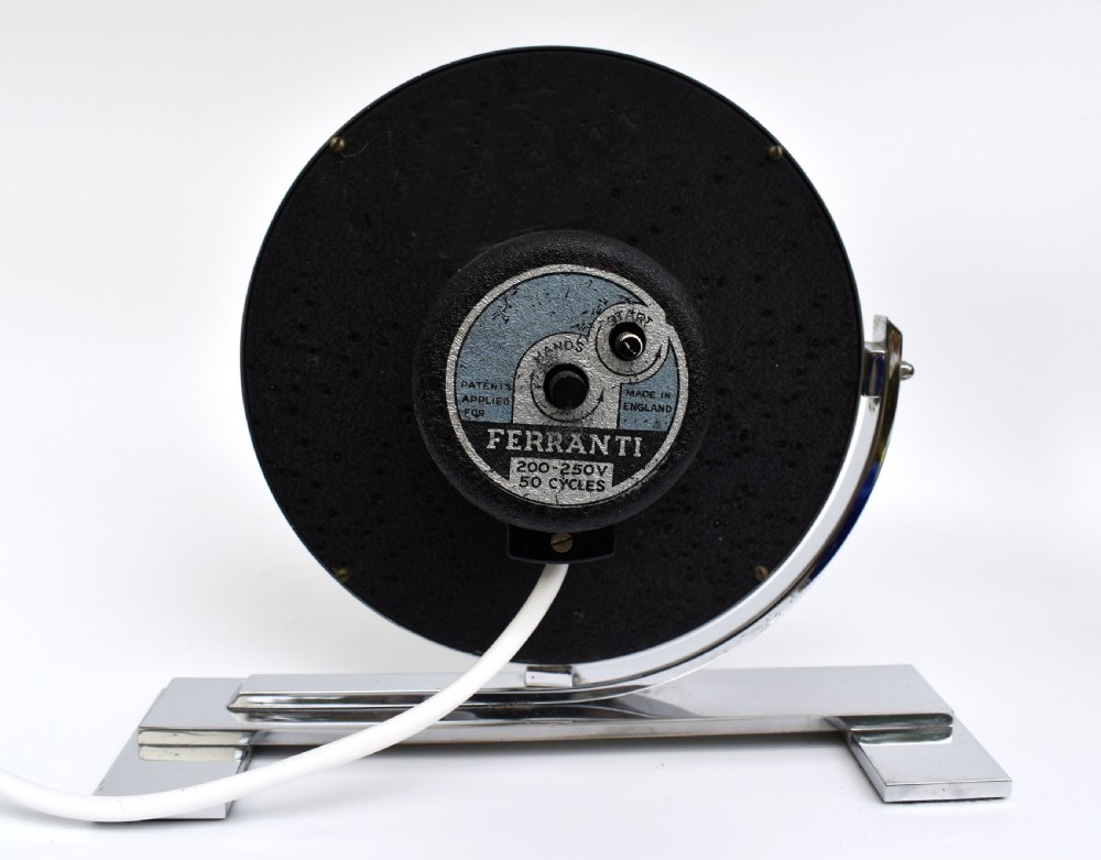 Art Deco Large Chrome Mantle Clock By Ferranti, c1930 View V