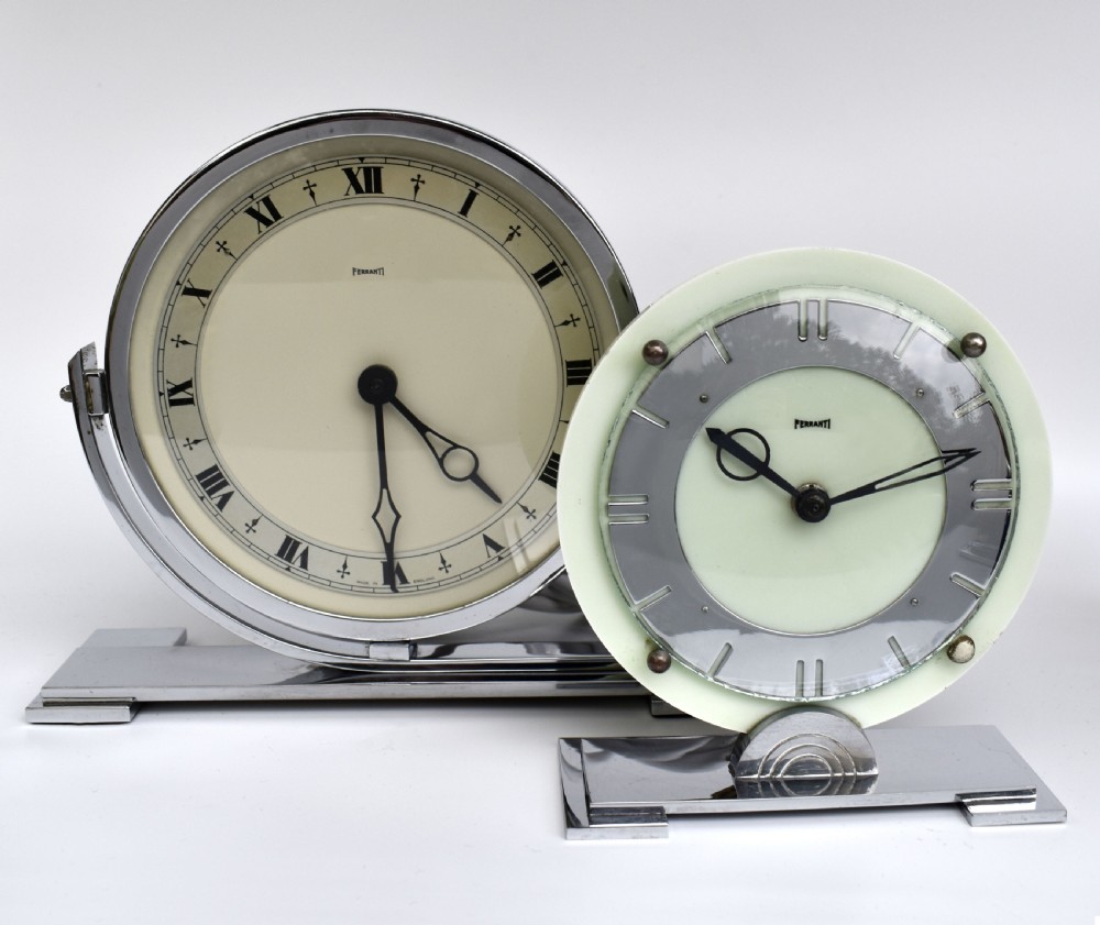 Art Deco Large Chrome Mantle Clock By Ferranti, c1930 View XI