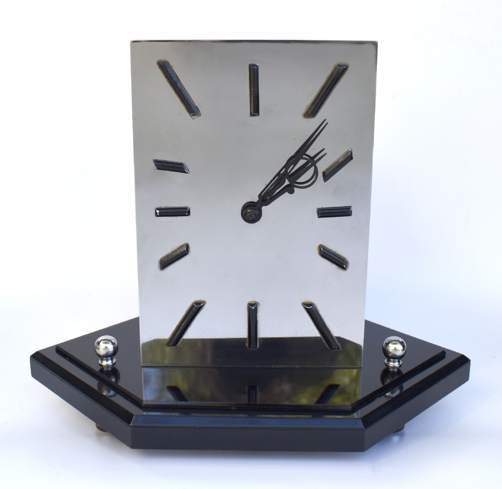 Art Deco Modernist 8 Day Chrome Mantle Clock by Smiths,  c1936