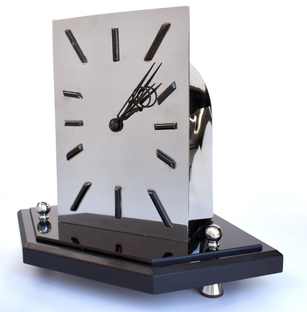 Art Deco Modernist 8 Day Chrome Mantle Clock by Smiths,  c1936 View II
