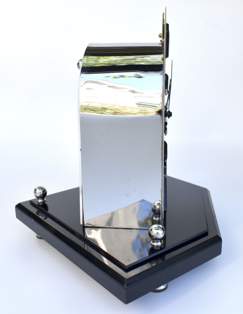 Art Deco Modernist 8 Day Chrome Mantle Clock by Smiths,  c1936 View III