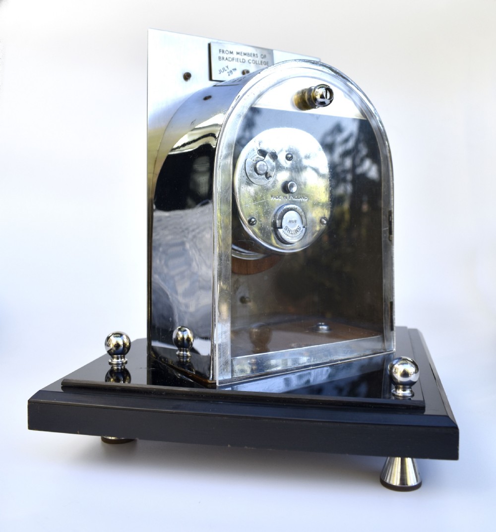 Art Deco Modernist 8 Day Chrome Mantle Clock by Smiths,  c1936 View V