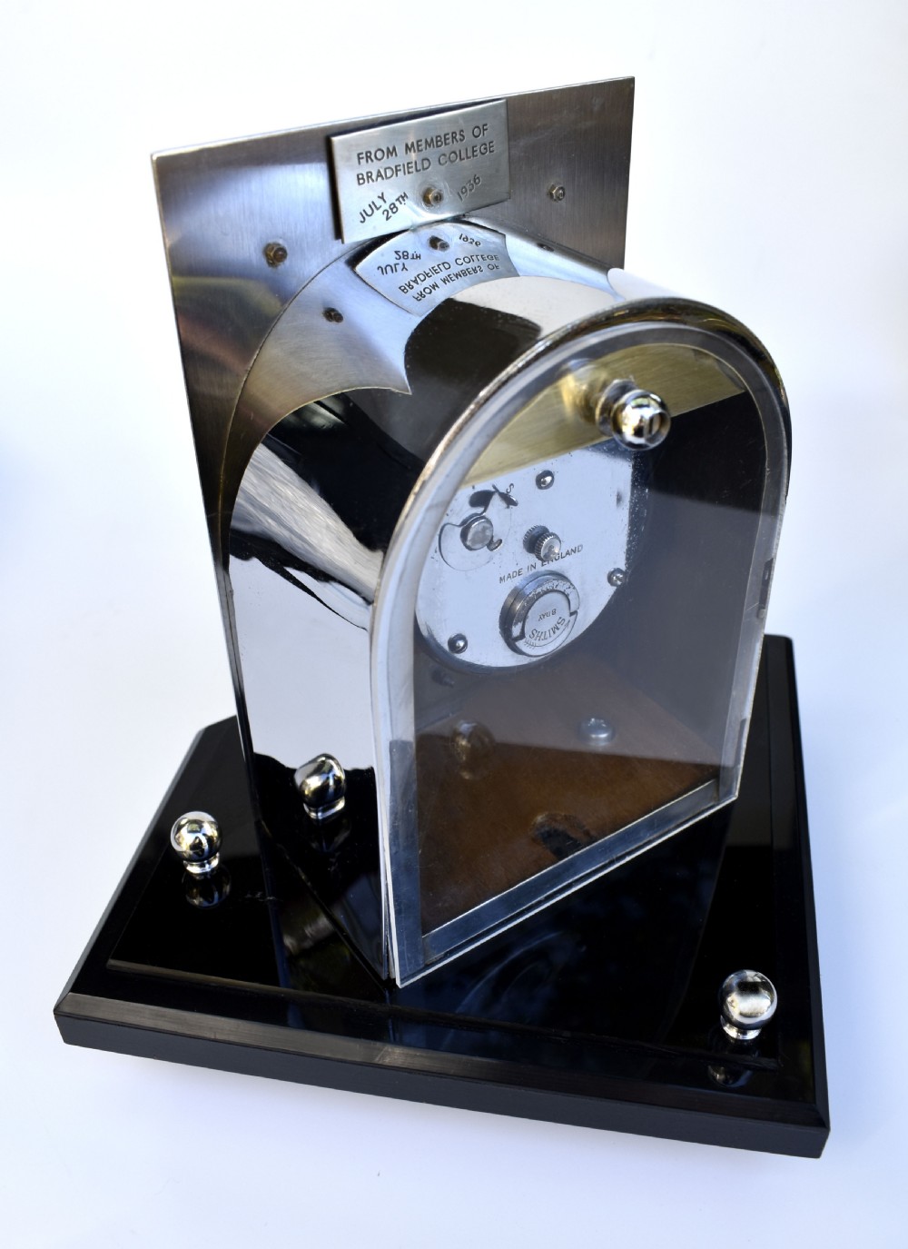 Art Deco Modernist 8 Day Chrome Mantle Clock by Smiths,  c1936 View VI