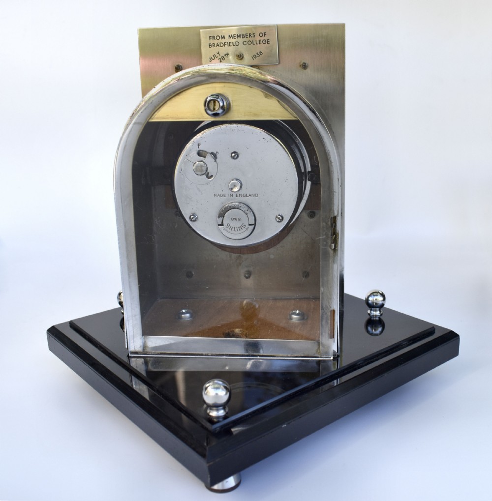 Art Deco Modernist 8 Day Chrome Mantle Clock by Smiths,  c1936 View VIII