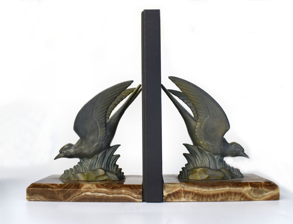 Art Deco Bronze & Marble Bookends, c1930 View IV