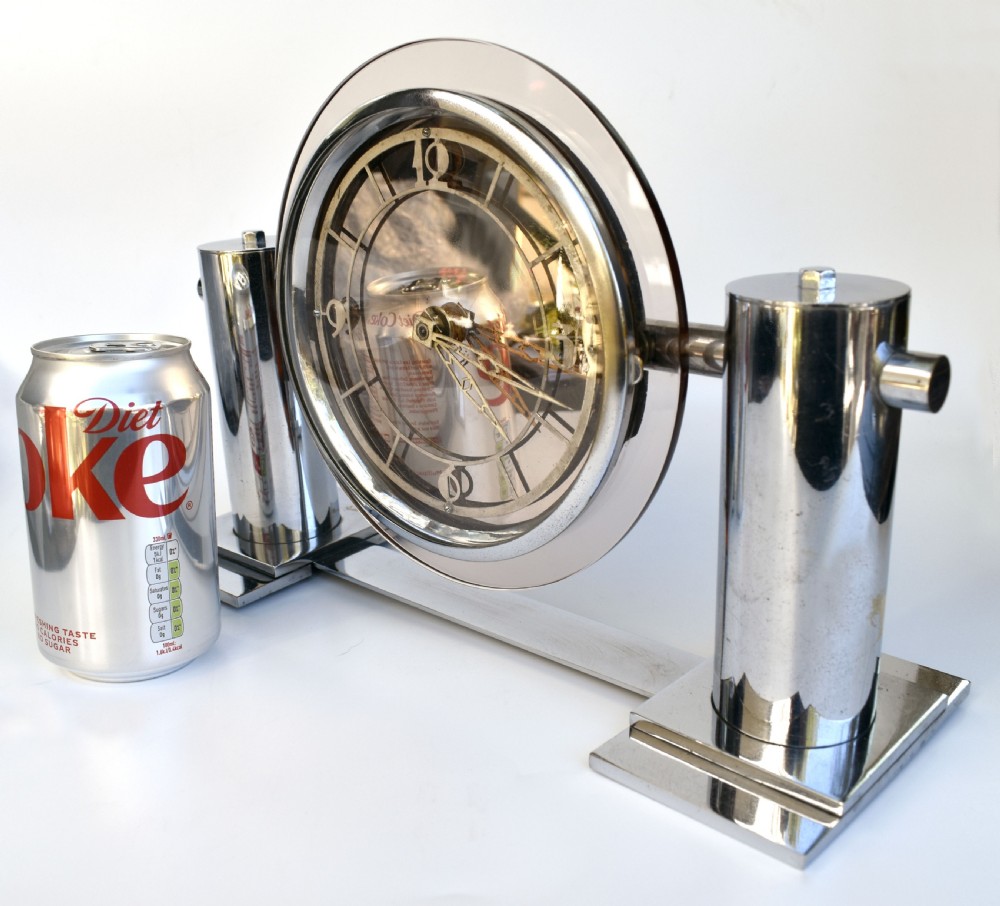 Art Deco Large Modernist Mantle Mirrored Clock, Circa 1930 View VI