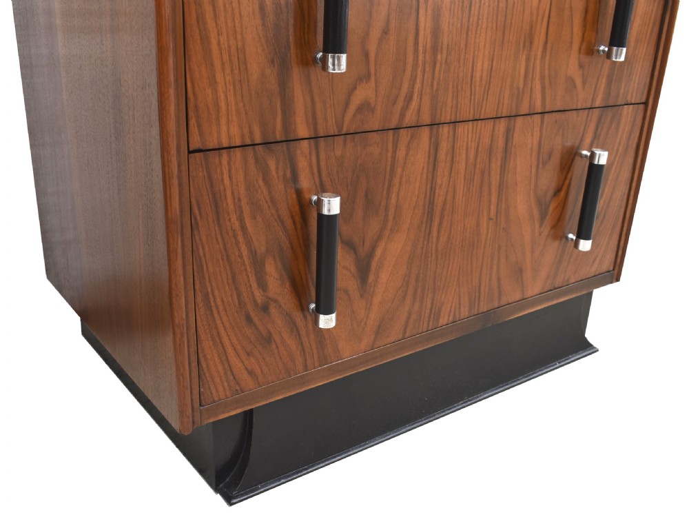 Art Deco Walnut Figured Chest Of Four Drawers, English, c1930 View III
