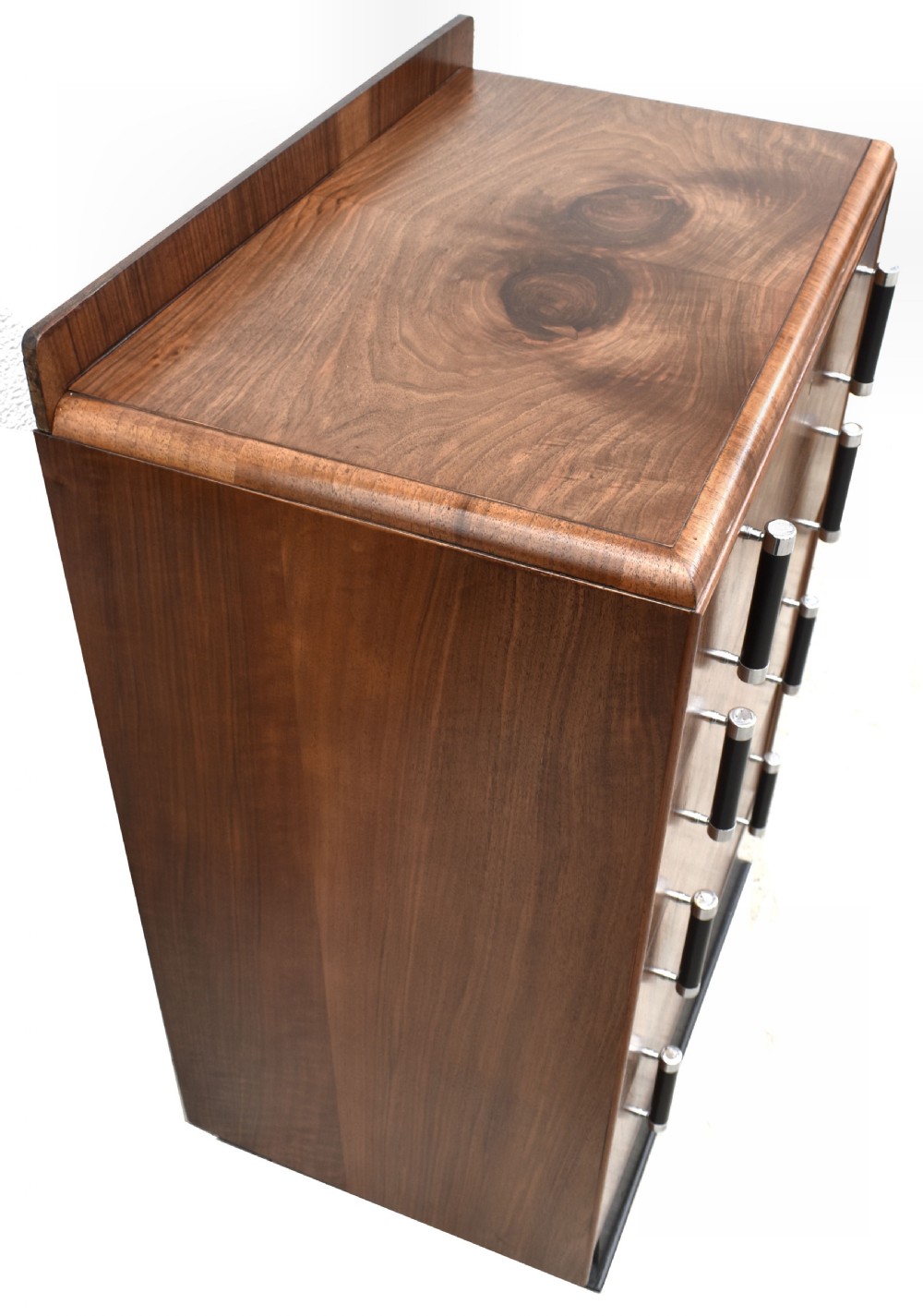 Art Deco Walnut Figured Chest Of Four Drawers, English, c1930 View VII
