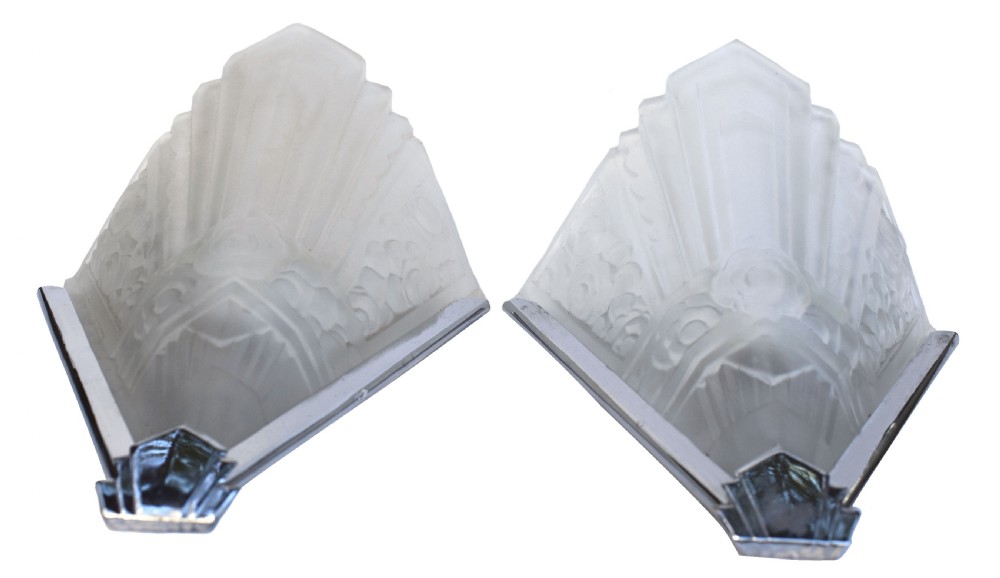 Art Deco Slip Shade Pair Of Wall Lights, c1930 View IX