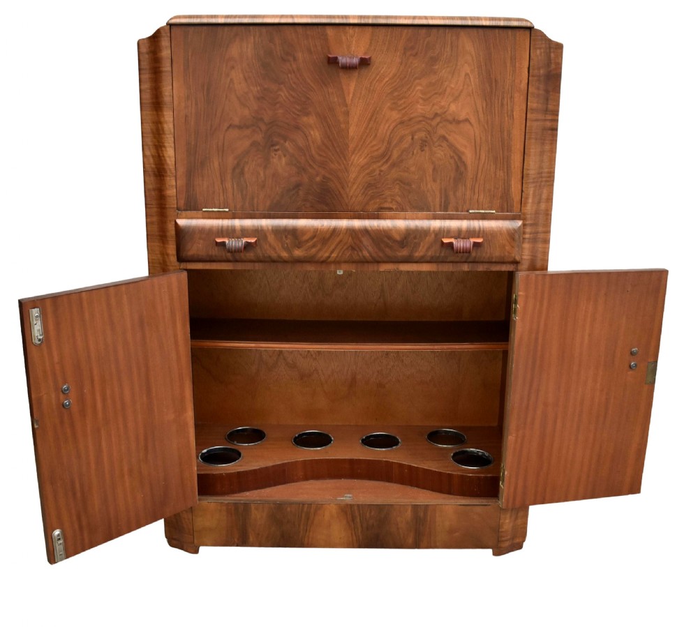 Art Deco Walnut Upright Cocktail Cabinet, 1930's View II