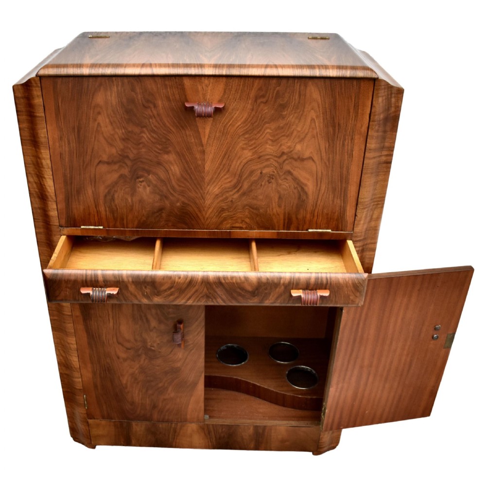 Art Deco Walnut Upright Cocktail Cabinet, 1930's View III