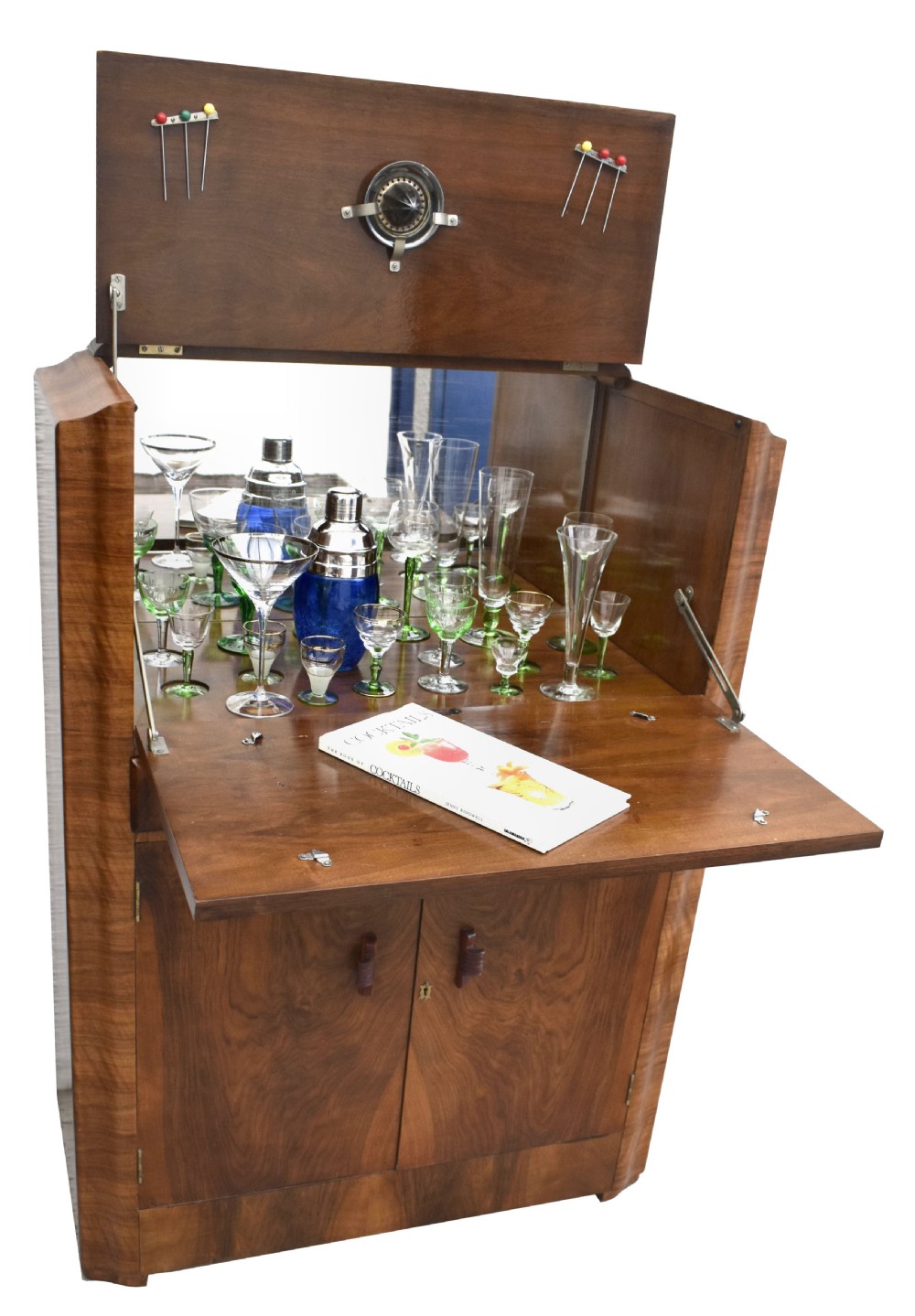 Art Deco Walnut Upright Cocktail Cabinet, 1930's View V
