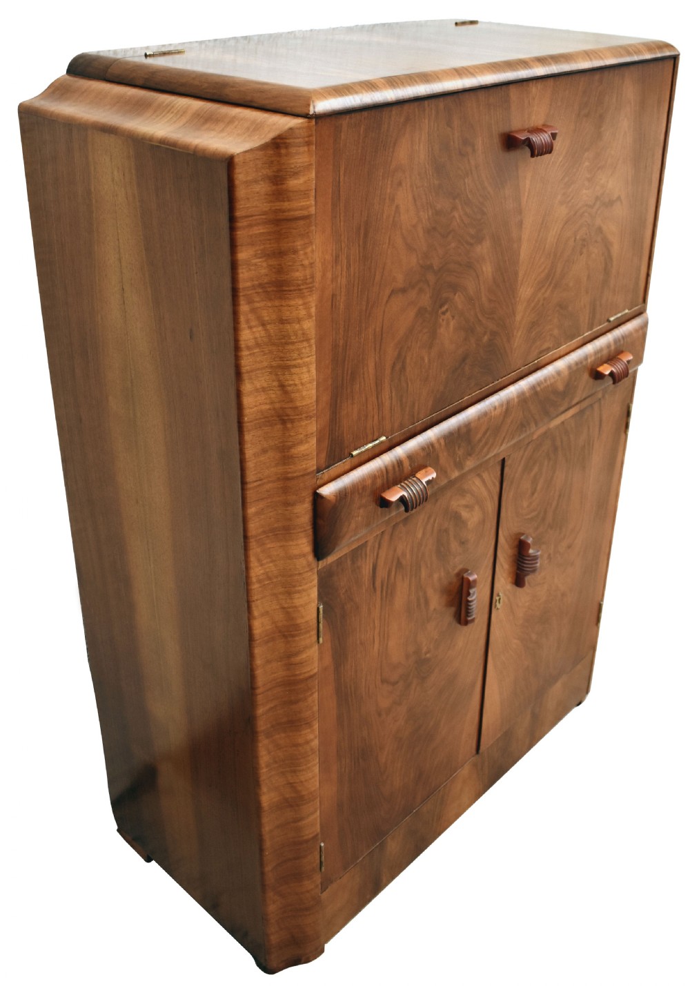 Art Deco Walnut Upright Cocktail Cabinet, 1930's View VI