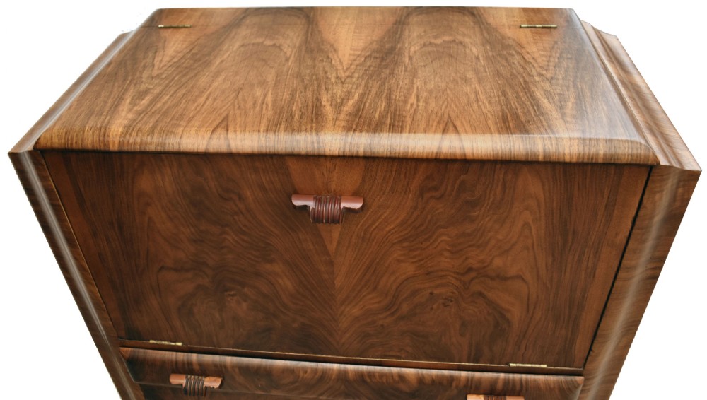 Art Deco Walnut Upright Cocktail Cabinet, 1930's View VII