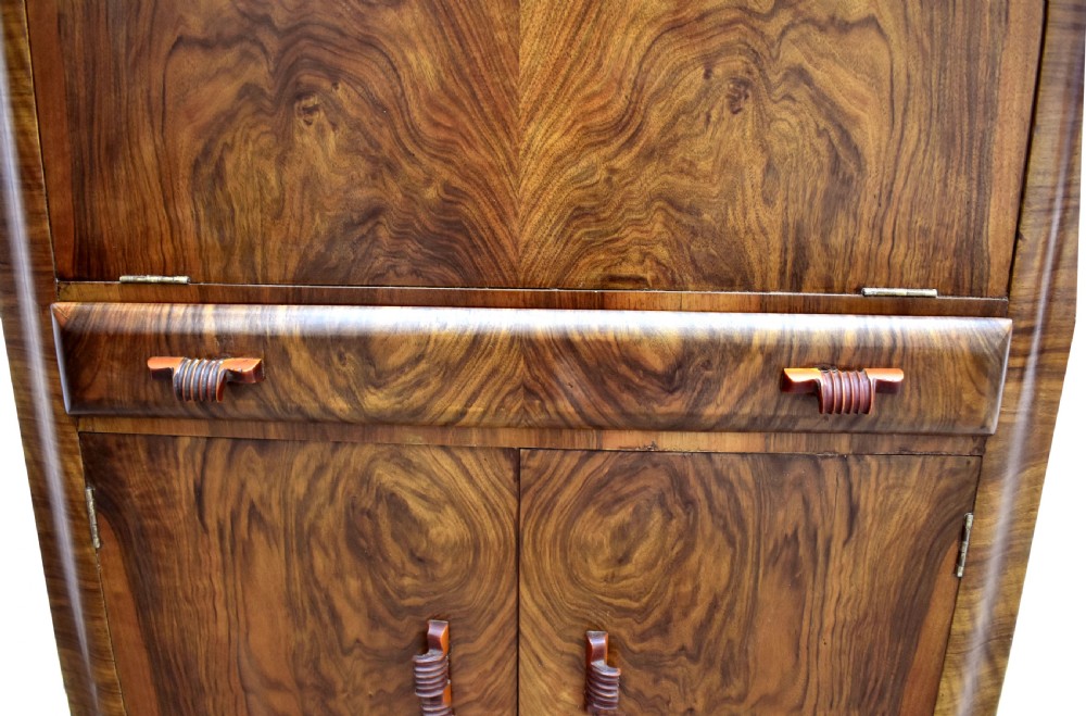 Art Deco Walnut Upright Cocktail Cabinet, 1930's View VIII
