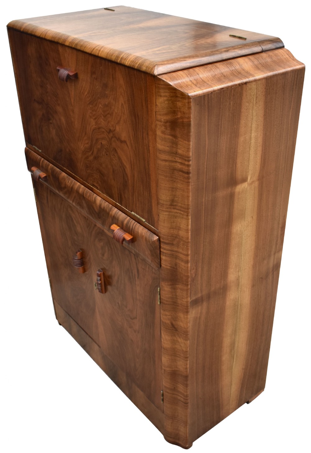 Art Deco Walnut Upright Cocktail Cabinet, 1930's View IX