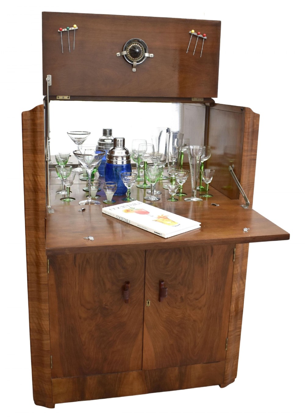 Art Deco Walnut Upright Cocktail Cabinet, 1930's View XII