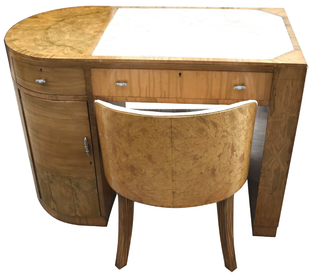 Art Deco Walnut Desk & Chair, c1930's View II