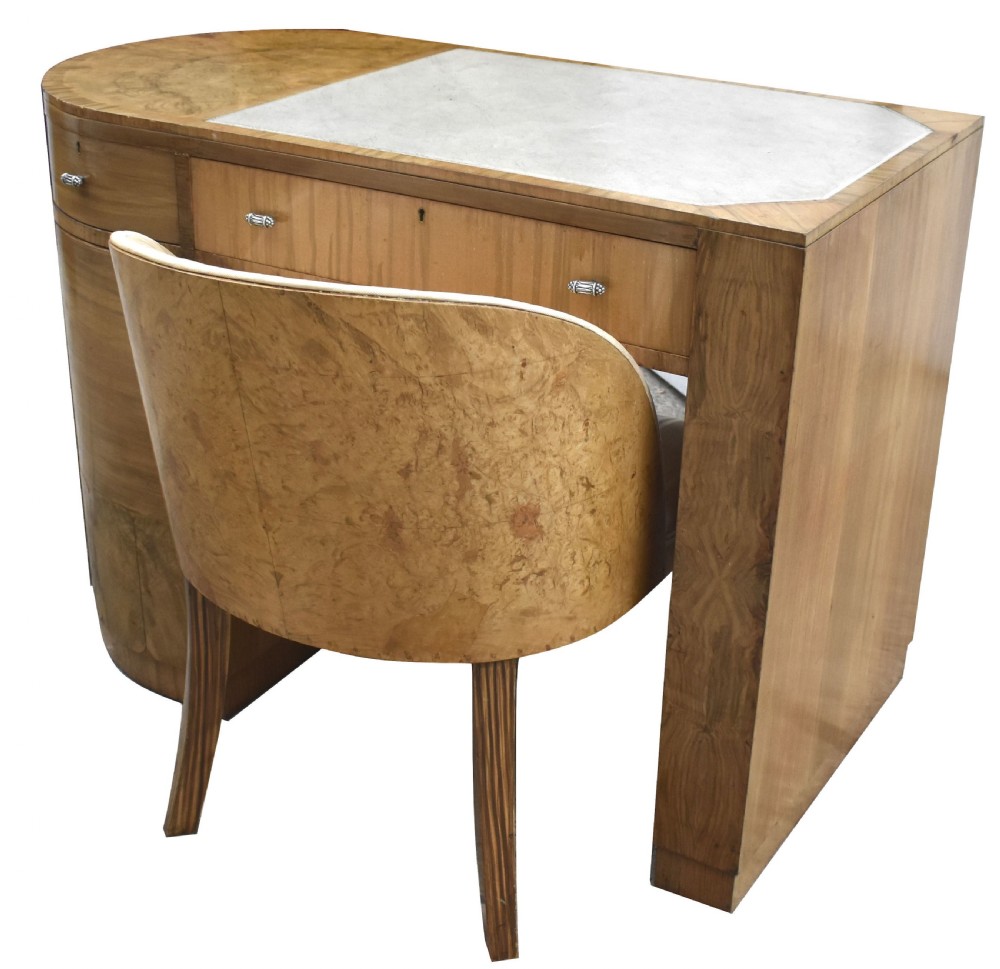 Art Deco Walnut Desk & Chair, c1930's View III