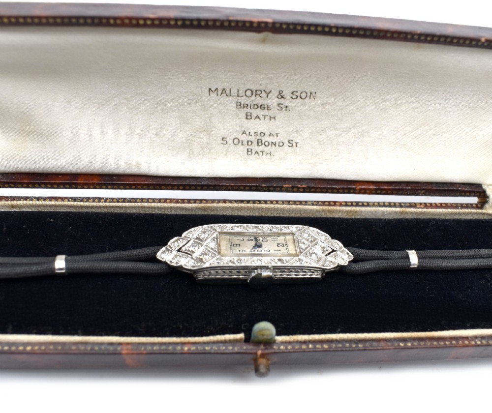 Art Deco Diamond Platinum Ladies Cocktail Watch, c1929  View IV