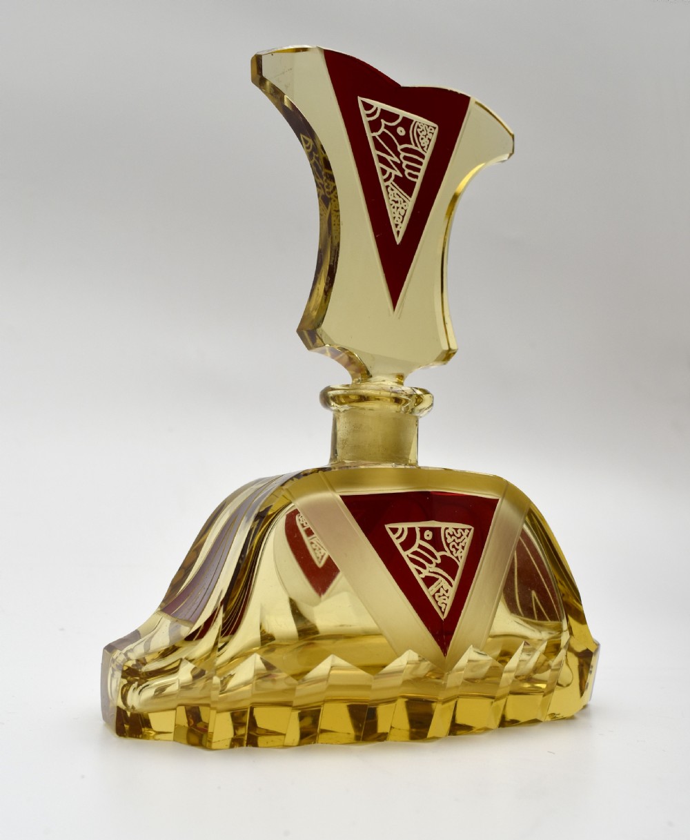 Art Deco Amber Coloured Glass Perfume Bottle by Karl Palda, c1930s View III