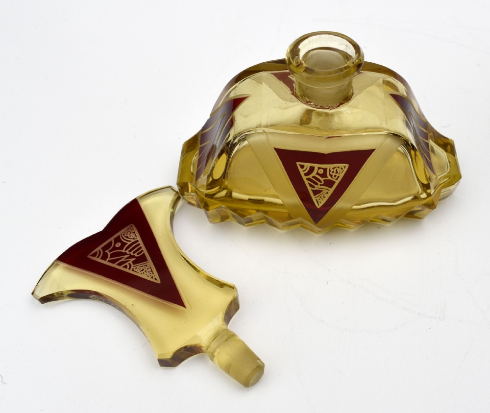 Art Deco Amber Coloured Glass Perfume Bottle by Karl Palda, c1930s View V