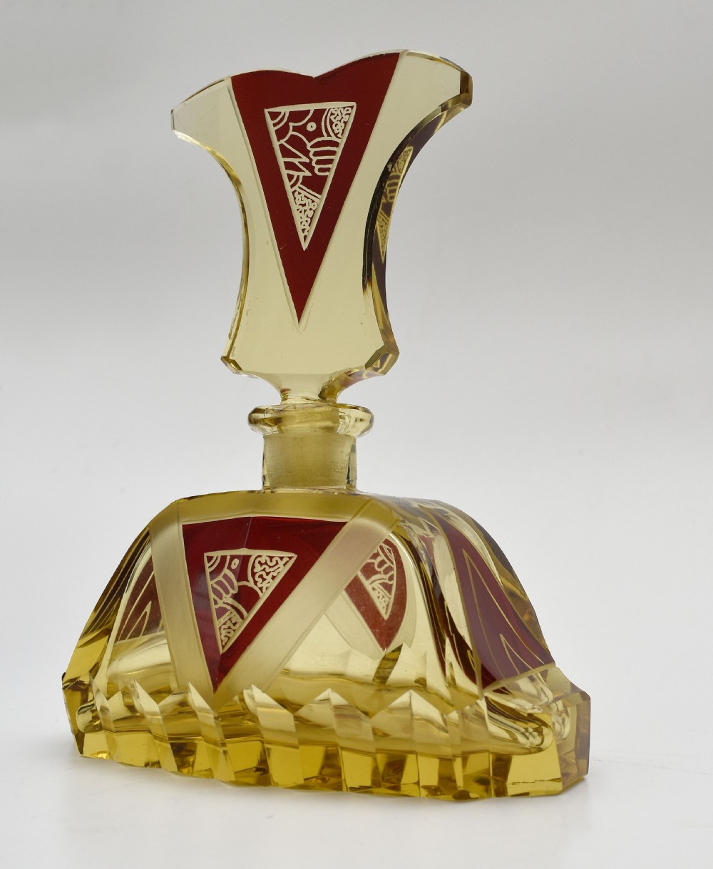 Art Deco Amber Coloured Glass Perfume Bottle by Karl Palda, c1930s View VIII