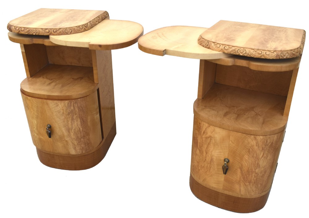 Art Deco Pair Of Blonde Sycamore Bedside Cabinets By Epstein, c1930 View II