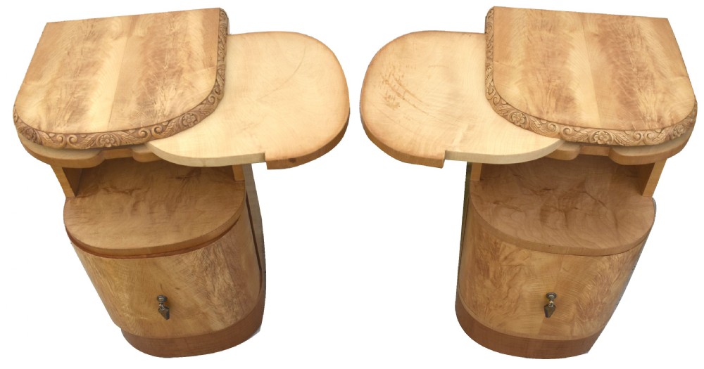 Art Deco Pair Of Blonde Sycamore Bedside Cabinets By Epstein, c1930 View VIII