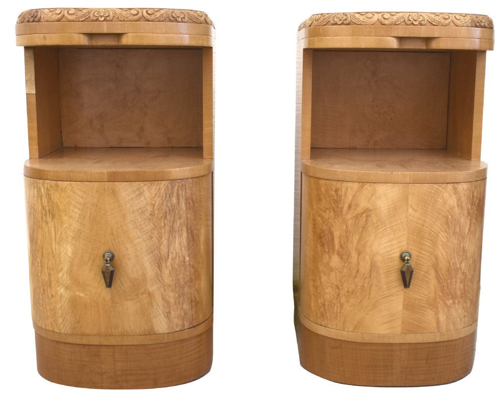 Art Deco Pair Of Blonde Sycamore Bedside Cabinets By Epstein, c1930 View IX