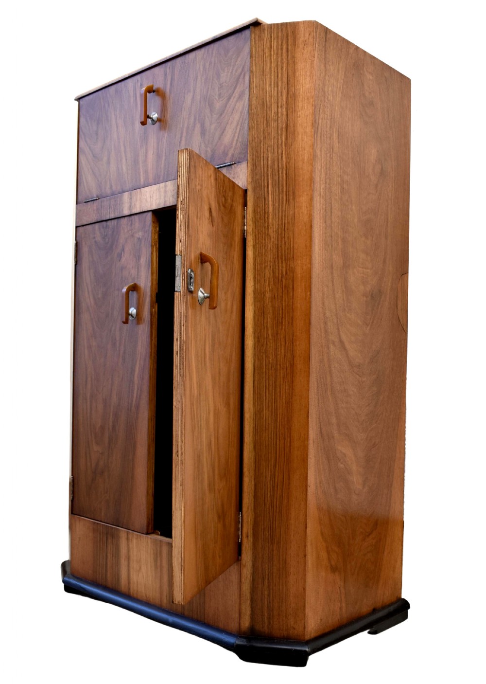 Art Deco High Quality Walnut Upright Cocktail Cabinet, c1930's View II