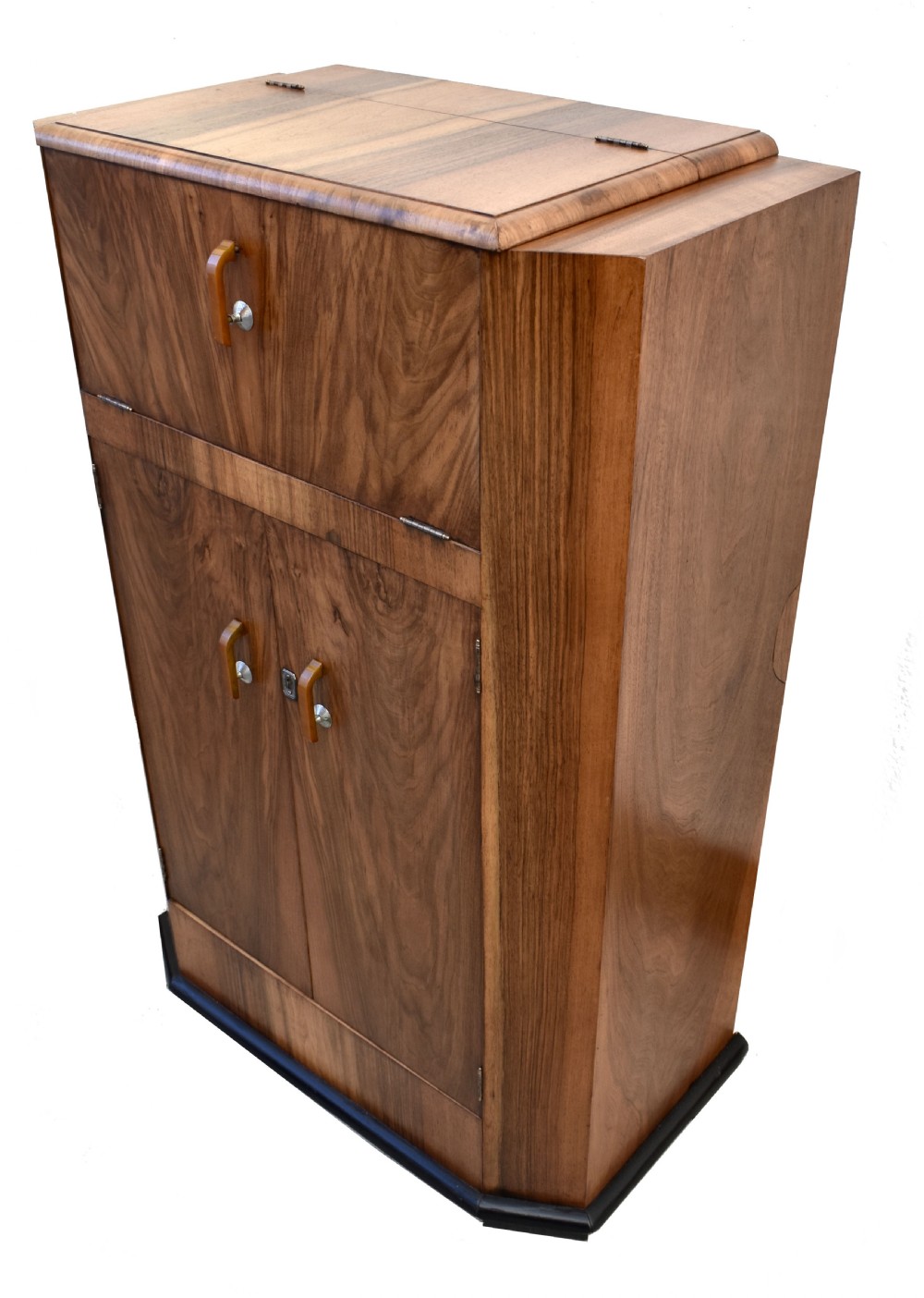 Art Deco High Quality Walnut Upright Cocktail Cabinet, c1930's View X