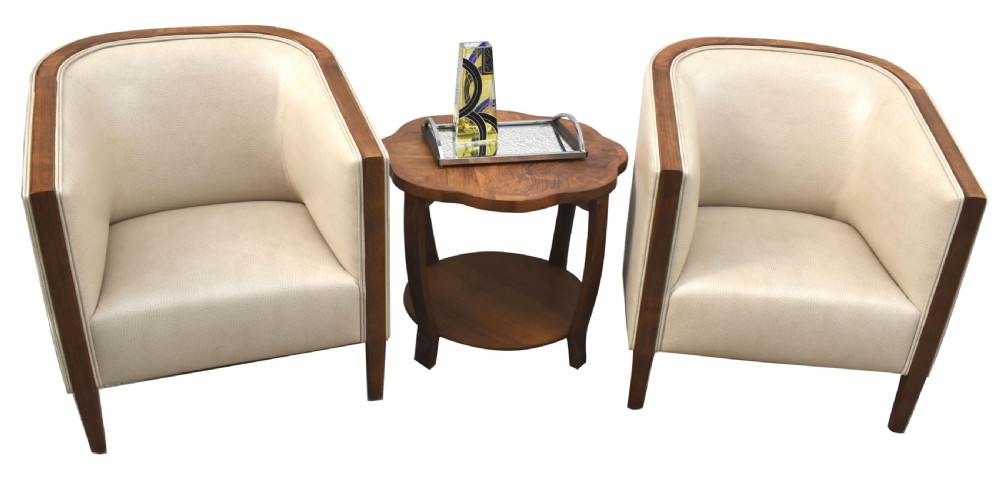 Art Deco Matching Pair of Leather Club Arm Chairs, c1930 View II