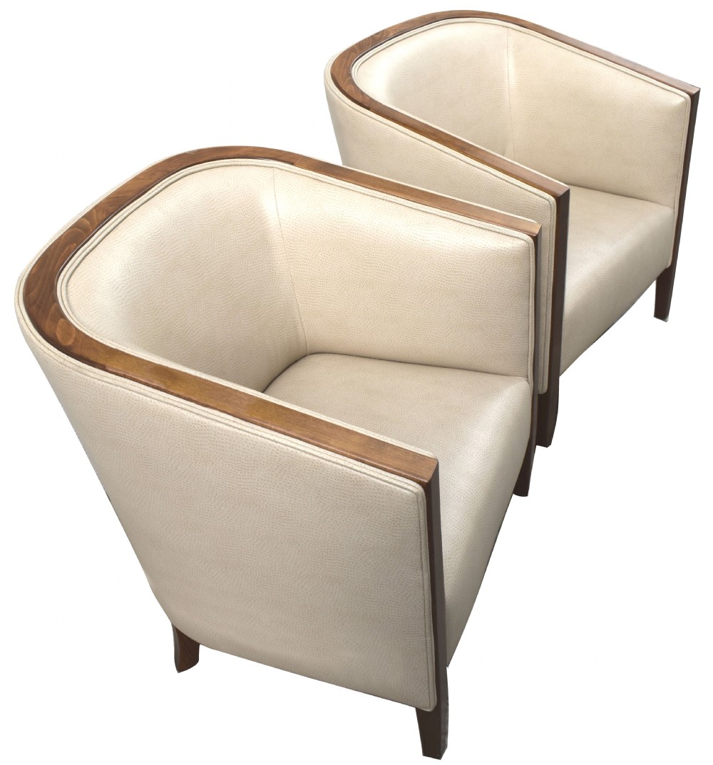 Art Deco Matching Pair of Leather Club Arm Chairs, c1930 View IV
