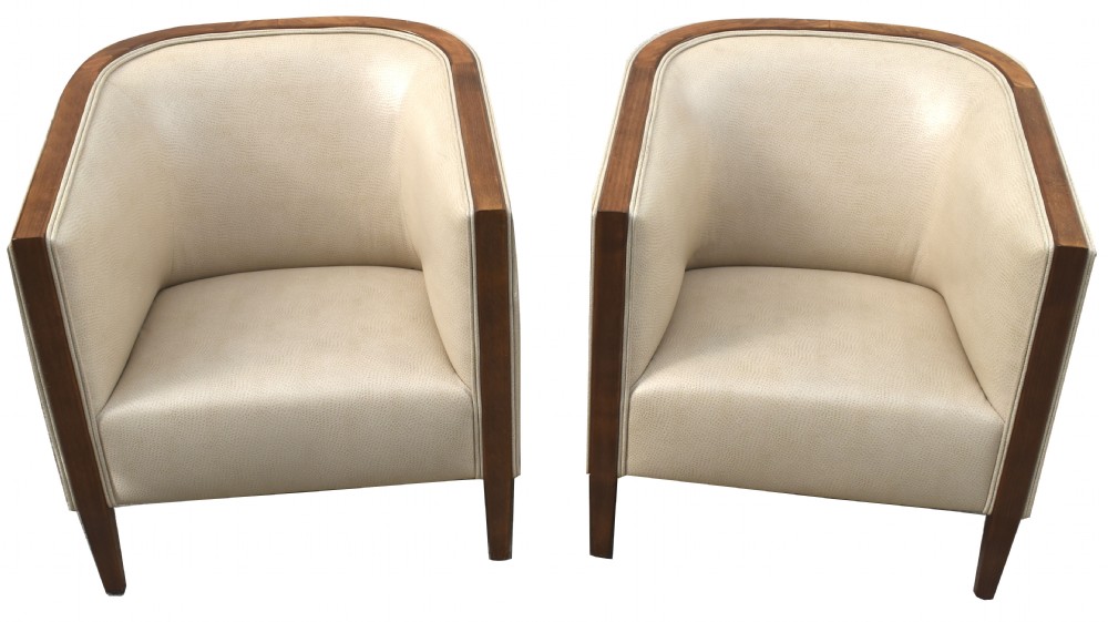 Art Deco Matching Pair of Leather Club Arm Chairs, c1930 View VIII